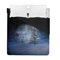 Winter Wintry Moon Christmas Snow Duvet Cover Double Side (full/ Double Size) by Celenk