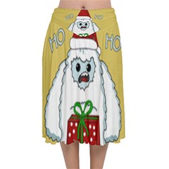 Yeti Xmas Velvet Flared Midi Skirt by Valentinaart