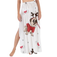 Pug Xmas Pattern Maxi Chiffon Tie-up Sarong by Valentinaart