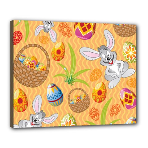 Easter Bunny And Egg Basket Canvas 20  X 16  by allthingseveryone