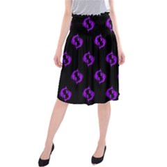 Purple Pisces On Black Background Midi Beach Skirt by allthingseveryone