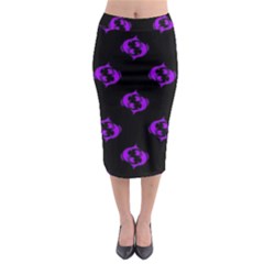 Purple Pisces On Black Background Midi Pencil Skirt by allthingseveryone