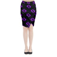 Purple Pisces On Black Background Midi Wrap Pencil Skirt by allthingseveryone