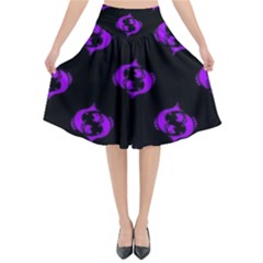 Purple Pisces On Black Background Flared Midi Skirt by allthingseveryone