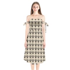 Puppy Dog Pug Pup Graphic Shoulder Tie Bardot Midi Dress by Celenk