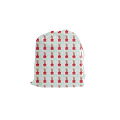 At On Christmas Present Background Drawstring Pouches (small)  by Celenk