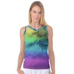 Yellowstone Wolfs Sunset Women s Basketball Tank Top by PodArtist