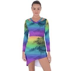 Yellowstone Wolfs Sunset Asymmetric Cut-out Shift Dress by PodArtist