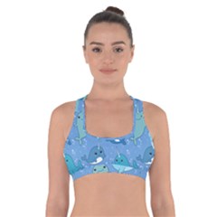 Cute Narwhal Pattern Cross Back Sports Bra by Bigfootshirtshop