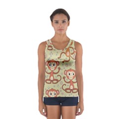 Cute Cartoon Monkeys Pattern Sport Tank Top  by Bigfootshirtshop