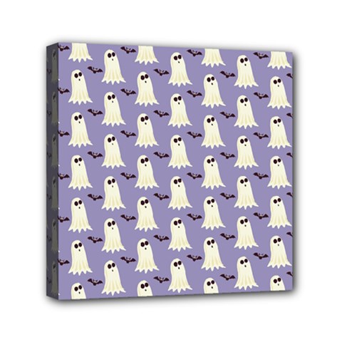 Bat And Ghost Halloween Lilac Paper Pattern Mini Canvas 6  X 6  by Celenk