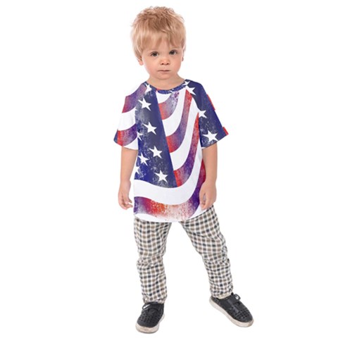 Usa Flag America American Kids Raglan Tee by Celenk