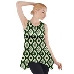 Green Ornate Christmas Pattern Side Drop Tank Tunic by patternstudio