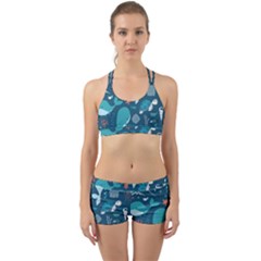 Cool Sea Life Pattern Back Web Sports Bra Set by Bigfootshirtshop