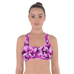 Hot Pink Catmouflage Camouflage Cross Back Sports Bra by PodArtist