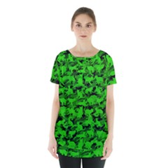 Bright Neon Green Catmouflage Skirt Hem Sports Top by PodArtist