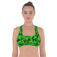 Bright Neon Green Catmouflage Cross Back Sports Bra by PodArtist