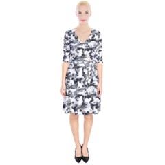 Black And White Catmouflage Camouflage Wrap Up Cocktail Dress by PodArtist