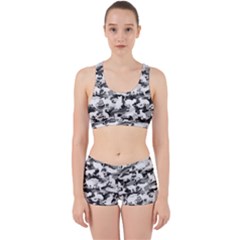 Black And White Catmouflage Camouflage Work It Out Sports Bra Set by PodArtist