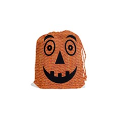 Fabric Halloween Pumpkin Funny Drawstring Pouches (small)  by Celenk