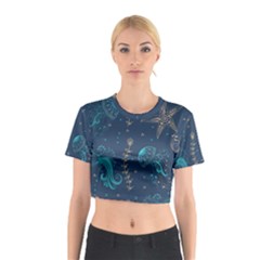 Arabesque Vintage Graphic Nature Cotton Crop Top by Bigfootshirtshop