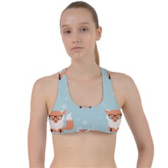 Cute Fox Pattern Criss Cross Racerback Sports Bra by Bigfootshirtshop