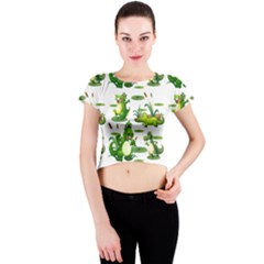 Crocodiles In The Pond Crew Neck Crop Top by Bigfootshirtshop