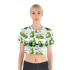 Crocodiles In The Pond Cotton Crop Top by Bigfootshirtshop