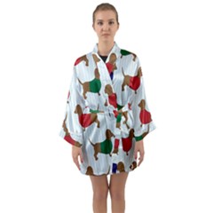 Dachshund Dog Cartoon Art Long Sleeve Kimono Robe by Celenk