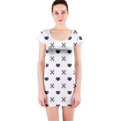 Black Pixel Skull Pirate Short Sleeve Bodycon Dress by jumpercat