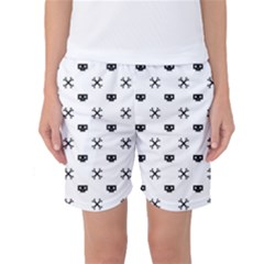 Black Pixel Skull Pirate Women s Basketball Shorts by jumpercat