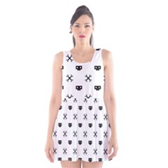 Black Pixel Skull Pirate Scoop Neck Skater Dress by jumpercat