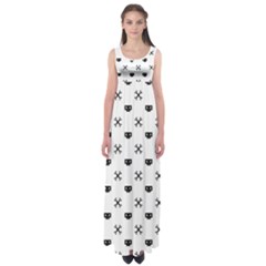 Black Pixel Skull Pirate Empire Waist Maxi Dress by jumpercat