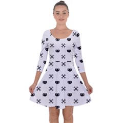 Black Pixel Skull Pirate Quarter Sleeve Skater Dress by jumpercat