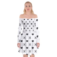 Black Pixel Skull Pirate Off Shoulder Skater Dress by jumpercat