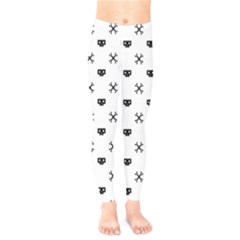 Black Pixel Skull Pirate Kids  Legging by jumpercat