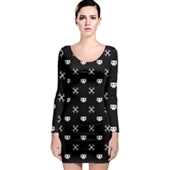 White Pixel Skull Pirate Long Sleeve Bodycon Dress by jumpercat