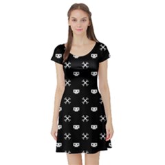 White Pixel Skull Pirate Short Sleeve Skater Dress by jumpercat