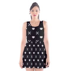 White Pixel Skull Pirate Scoop Neck Skater Dress by jumpercat