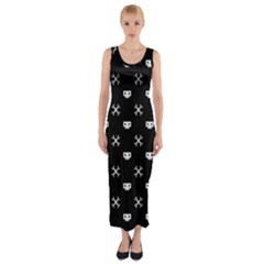 White Pixel Skull Pirate Fitted Maxi Dress by jumpercat