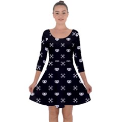 White Pixel Skull Pirate Quarter Sleeve Skater Dress by jumpercat