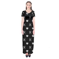 White Pixel Skull Pirate Short Sleeve Maxi Dress by jumpercat