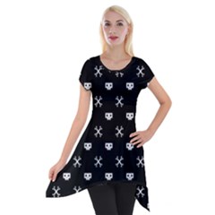 White Pixel Skull Pirate Short Sleeve Side Drop Tunic by jumpercat