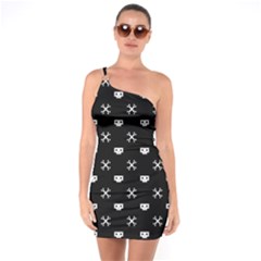 White Pixel Skull Pirate One Soulder Bodycon Dress by jumpercat