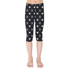 White Pixel Skull Pirate Kids  Capri Leggings  by jumpercat