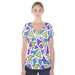 Retro Shapes 02 Short Sleeve Front Detail Top by jumpercat