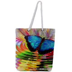 Blue Morphofalter Butterfly Insect Full Print Rope Handle Tote (large) by Celenk