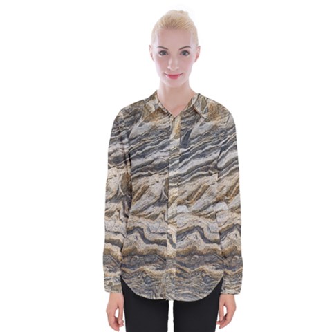 Texture Marble Abstract Pattern Womens Long Sleeve Shirt by Celenk