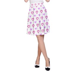 Pixel Hearts A-line Skirt by jumpercat