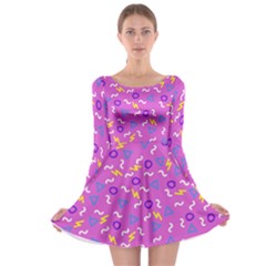 Retro Wave 2 Long Sleeve Skater Dress by jumpercat